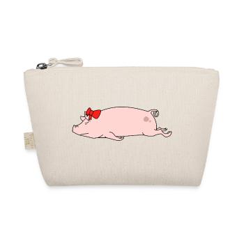 Lustiges Schlafschwein schlafender Rotschleife-Bauernhof-Tier-Humor - Bio-Täschchen - Natur - Vorne