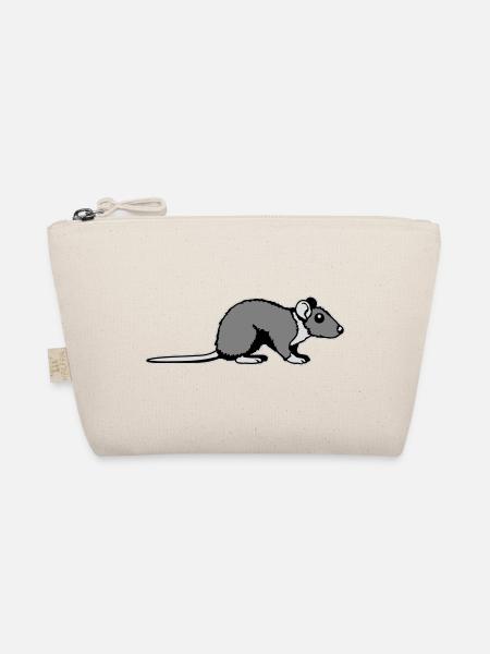 Rat Side Profile Cute Funny Rodent Animal Comic - Organic Pouch - nature - Front