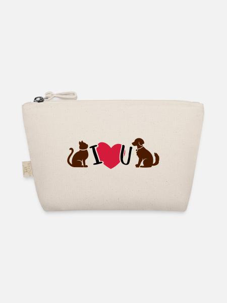 Cat & Dog I Love You - Cat & Dog I love you - Organic Pouch - nature - Front