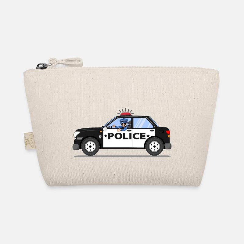 Police car with policeman black and white Organic Pouch