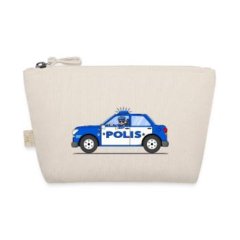 Police car with policeman in blue and white Polis - Organic Pouch - nature - Front