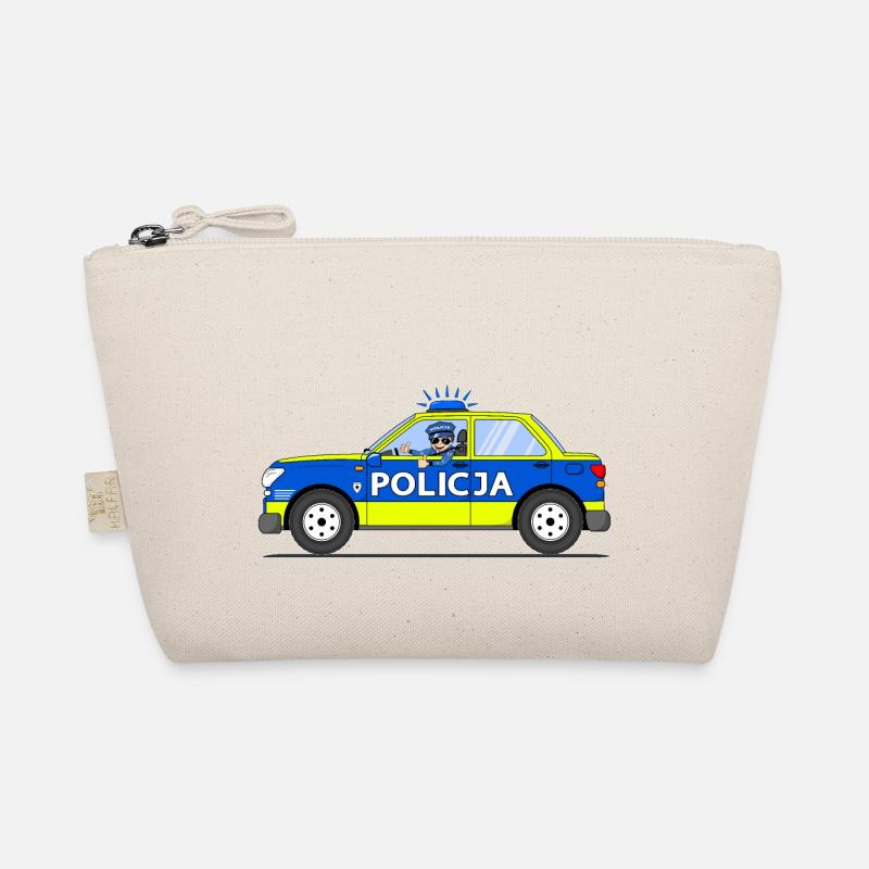 Polizeiauto Policja Polen Blau und Gelb - Bio-Täschchen - Natur