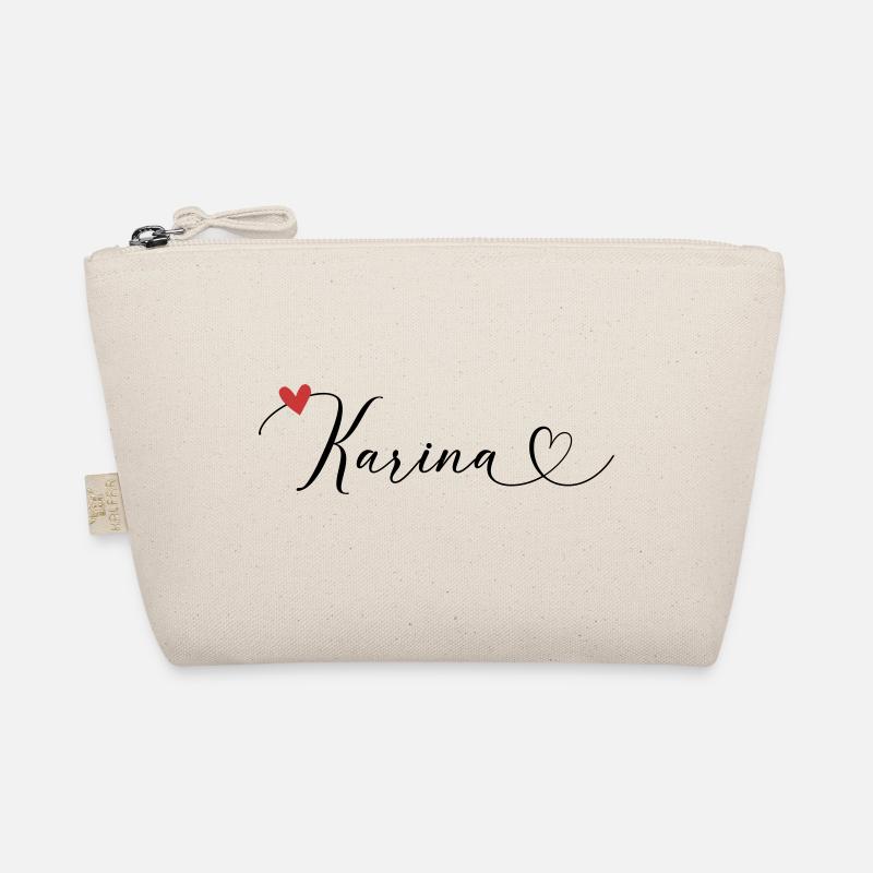 Karina Last name First name Calligraphy heart Organic Pouch