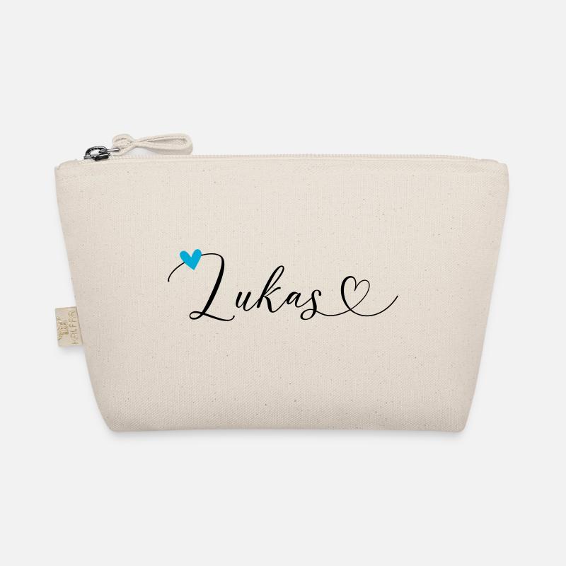 Lukas Surname First name Calligraphy Heart Organic Pouch