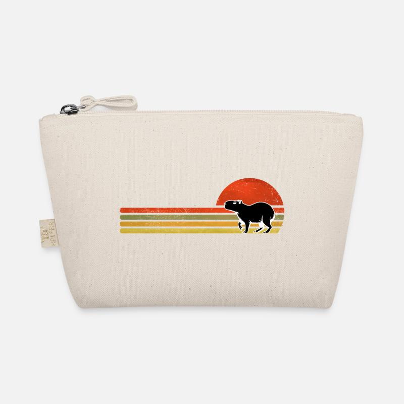 Retro Capybara Sunset Silhouette Organic Pouch
