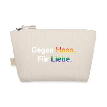 Liebe statt Hass Spruch Frieden Statement - Bio-Täschchen - Natur - Vorne