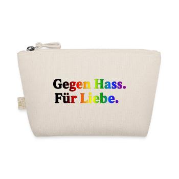 Gegen Hass, Für Liebe – Regenbogen - Bio-Täschchen - Natur - Vorne