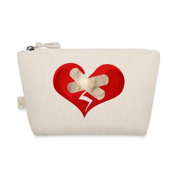 broken heart Gebrochenes Herz mit Pflaster - Bio-Täschchen - Natur - Vorne