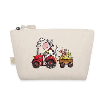 Cow driving a tractor - Farmer - Gift - Pig - Organic Pouch - nature - Front