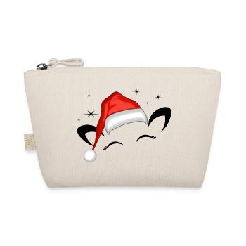 Cat Santa Hat Shining Stars - Organic Pouch - nature - Front