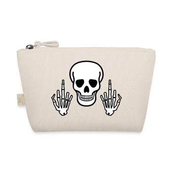 Totenkopf mit Mittelfinger, zweifarbig - Bio-Täschchen - Natur - Vorne