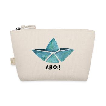 Papierboot Papierschiff Aquarell Ahoi Maritim - Bio-Täschchen - Natur - Vorne