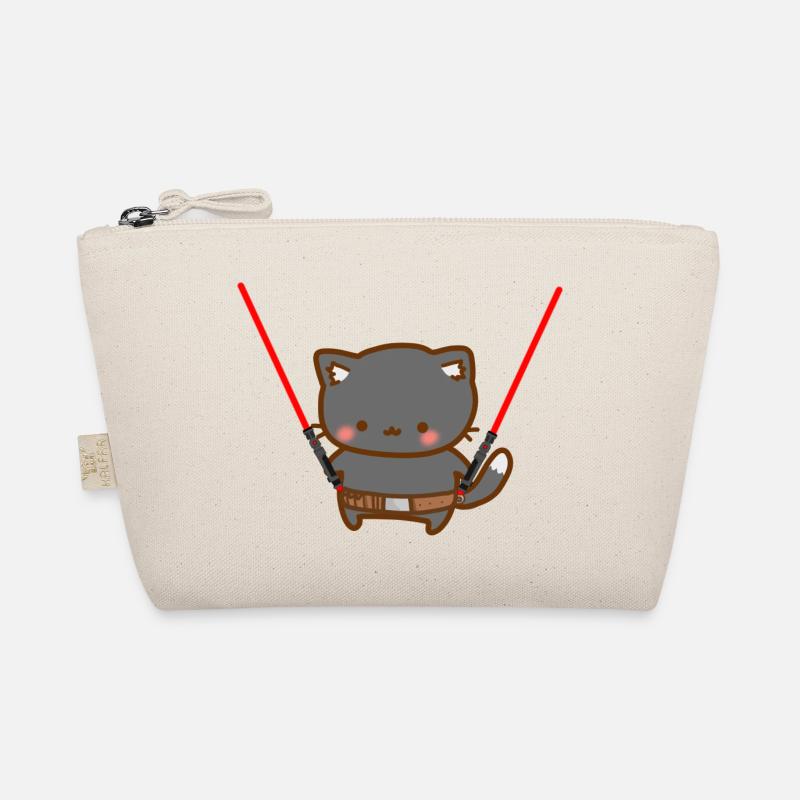 Süße Katze mit roten Lichtschwertern und einem Gür Bio-Täschchen