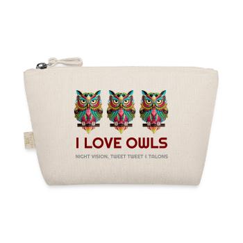 Ich liebe Eulen, Eulen, Eule Hoodies, Eule-T-Shirts, Eule - Bio-Täschchen - Natur - Vorne