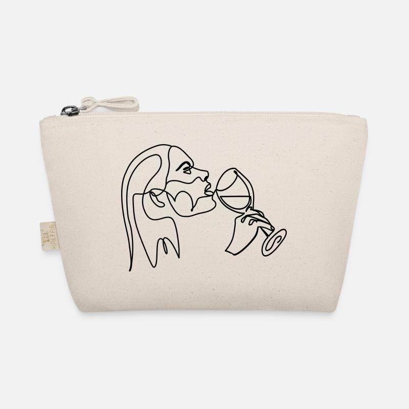Woman Drinks Wine Line Drawing Organic Pouch