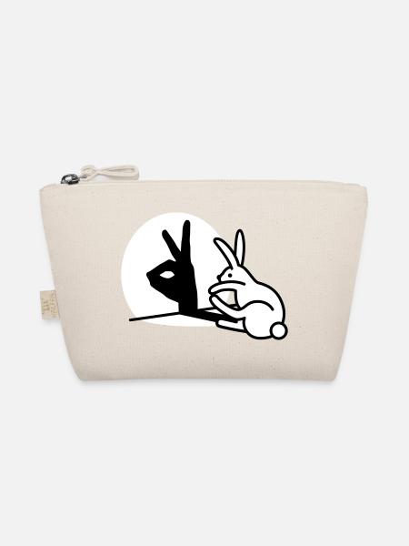 Funny Rabbit Hand Shadow Projection Rabbit - Organic Pouch - nature - Front