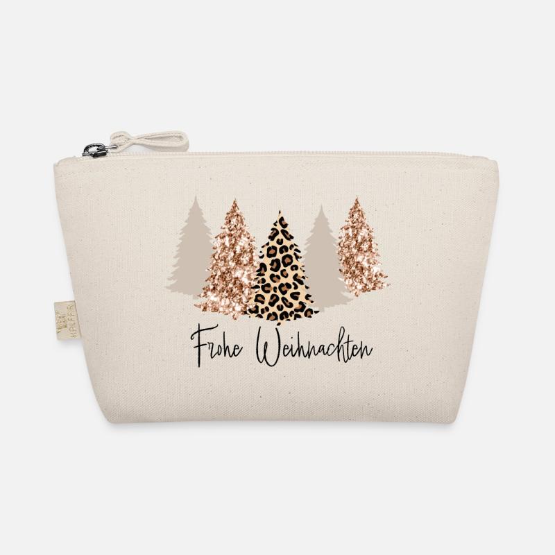 Frohe Weihnachten Glitzer Tannenbaum Leopard - Bio-Täschchen - Natur