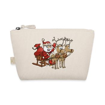 Froher Weihnachtsmann mit zwei Rentieren - Bio-Täschchen - Natur - Vorne