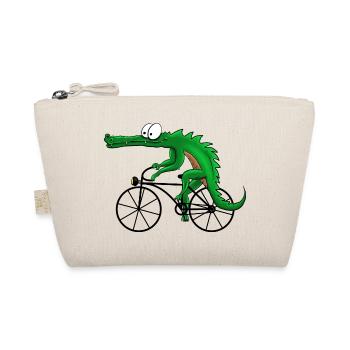 Crocodile with bike - Organic Pouch - nature - Front