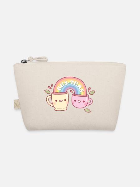 Süße Teetassen Bes Tees Besties Wortspiel Regenbogen - Bio-Täschchen - Natur - Vorne