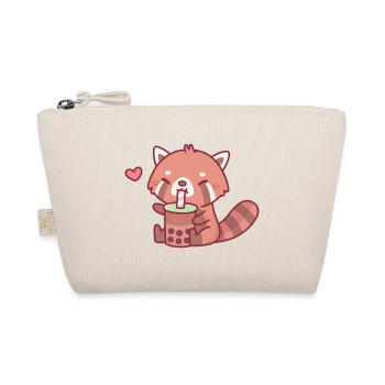 Cute Red Panda Loves Drinking Bubble Tea - Organic Pouch - nature - Front