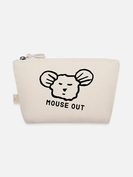 Süße Maus "mouse out" cooler Spruch - Bio-Täschchen - Natur - Vorne