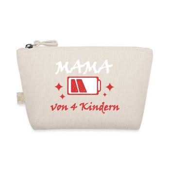 Akku leer Mama von 4 Kindern Mutter Muttertag Kind - Bio-Täschchen - Natur - Vorne