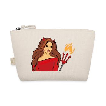 Smiling woman in devil costume at Halloween party - Organic Pouch - nature - Front