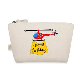 Helicopter Happy Birthday 3 - Organic Pouch - nature - Front