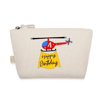 Helicopter Happy Birthday 4 - Organic Pouch - nature - Front