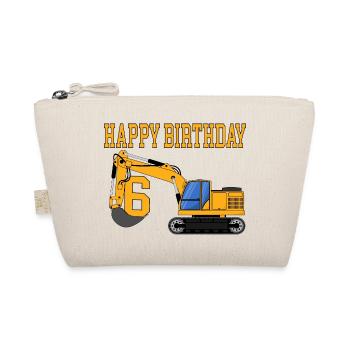 Bagger Happy Birthday 6 - Bio-Täschchen - Natur - Vorne