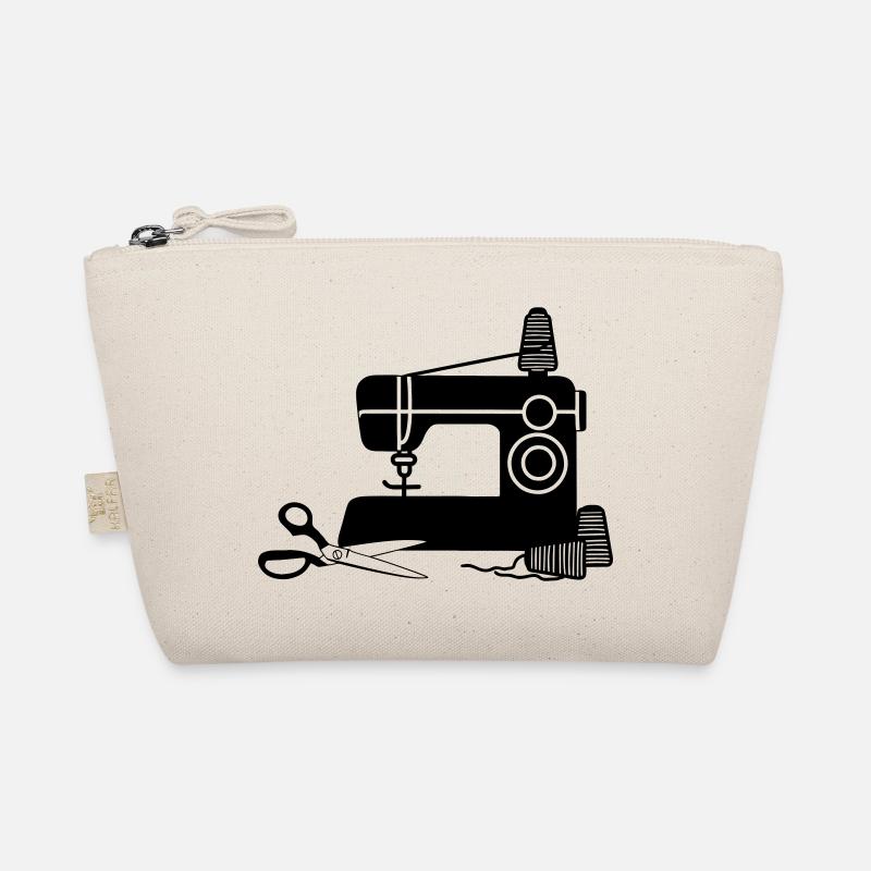Sewing machine logo sewing shop with thread and scissors Organic Pouch