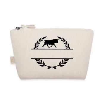 Bull in laurel wreath monogram - Organic Pouch - nature - Front