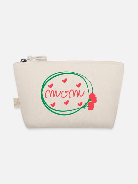 MAMA SCHRIFTZUG MIT NELKEN - Bio-Täschchen - Natur - Vorne