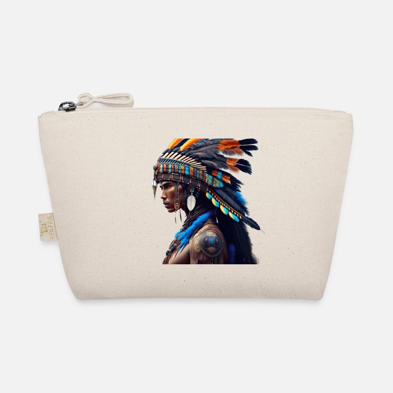 Indianer mit blauem Oberteil - Bio-Täschchen - Natur