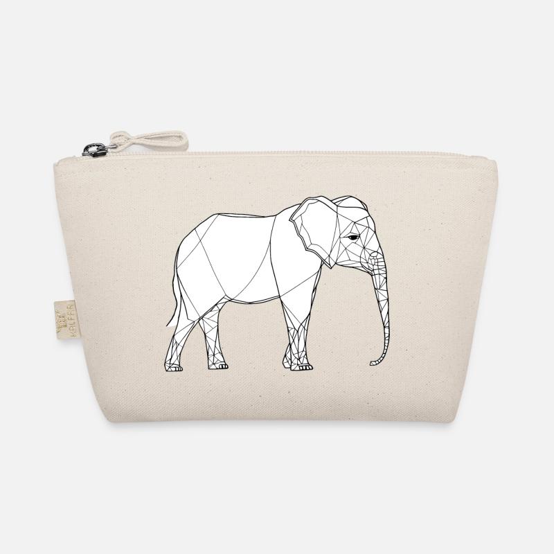 Elephant fine line art on white Organic Pouch