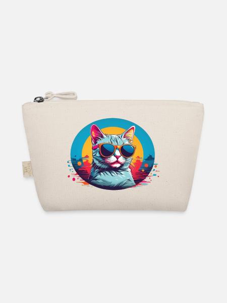Cool Cat with Sungalsses - Organic Pouch - nature - Front