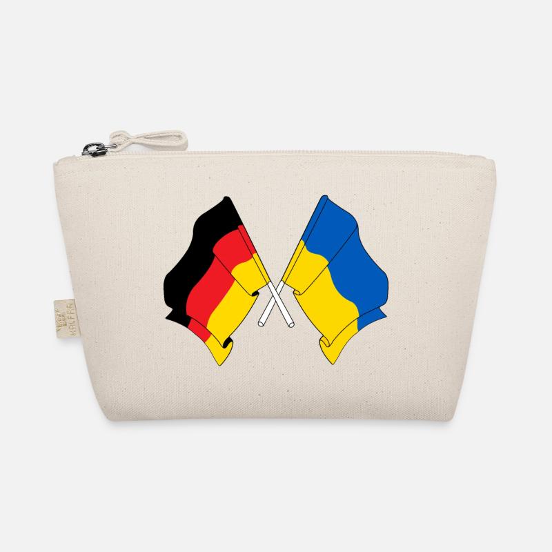 Flagge Deutschlands und Flagge Ukraine - Bio-Täschchen - Natur