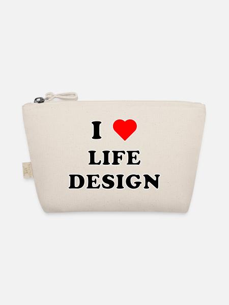 I LOVE LIFE DESIGN (schwarz/weiße Umrandung) - Bio-Täschchen - Natur - Vorne
