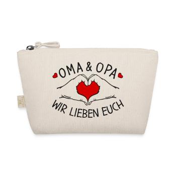 Oma und Opa wir lieben Dich Hände als Herzform - Bio-Täschchen - Natur - Vorne