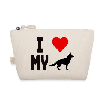 T-Shirt I Love My Dog für Hundefreunde - Bio-Täschchen - Natur - Vorne