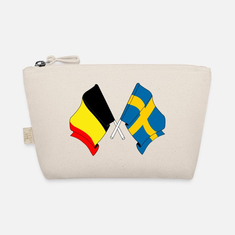 Flagge von Belgien, Flagge Schweden - Bio-Täschchen - Natur