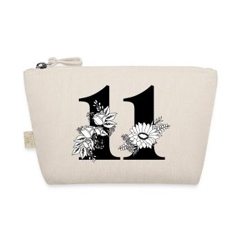 Number 11 Black Floral -11th Birthday Floral - Organic Pouch - nature - Front