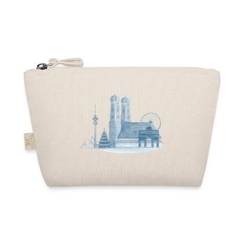 München Skyline - Handgemaltes Aquarell - Bio-Täschchen - Natur - Vorne