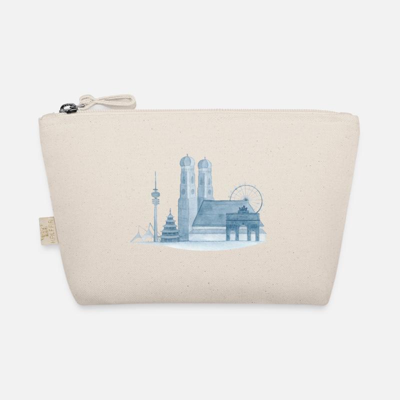 München Skyline - Handgemaltes Aquarell Bio-Täschchen