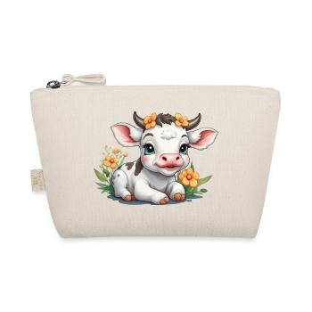 Cute baby cow calf on flower meadow - Organic Pouch - nature - Front