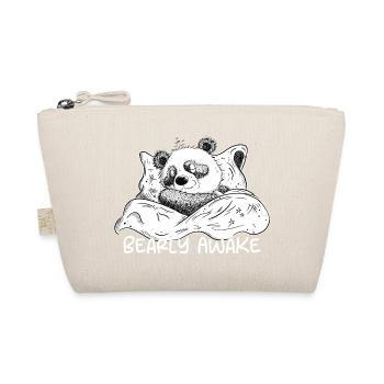 Panda Bear Sleeps With Saying Bearly Awake - Organic Pouch - nature - Front