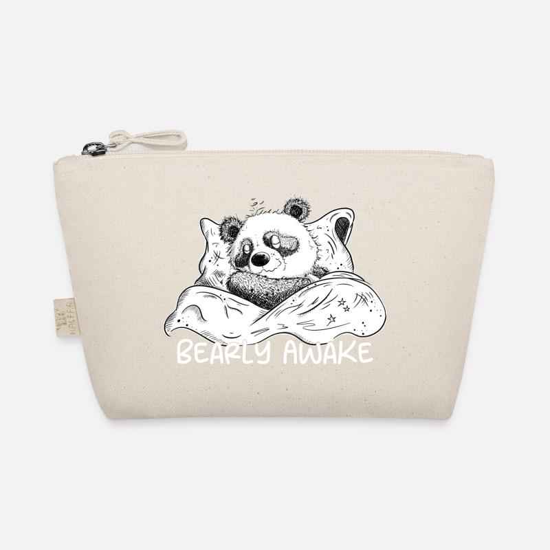 Panda Bear Sleeps With Saying Bearly Awake Organic Pouch