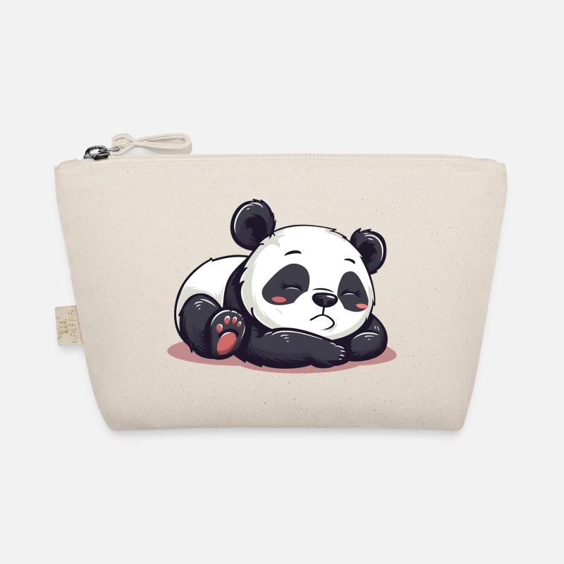 Niedliche Karikatur eines schlafenden Pandas - Entzückendes Design - Bio-Täschchen - Natur