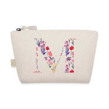 Personalisierter Blumenbuchstabe M - Geschenkidee - Bio-Täschchen - Natur - Vorne